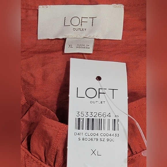 LOFT Outlet Women's size XL Long Sleeve Button Front Rayon Crinkle Fabric - Picture 5 of 10